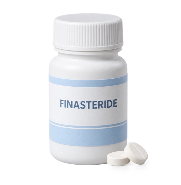 Finasteride medication bottle used to illustrate the treatment pathway