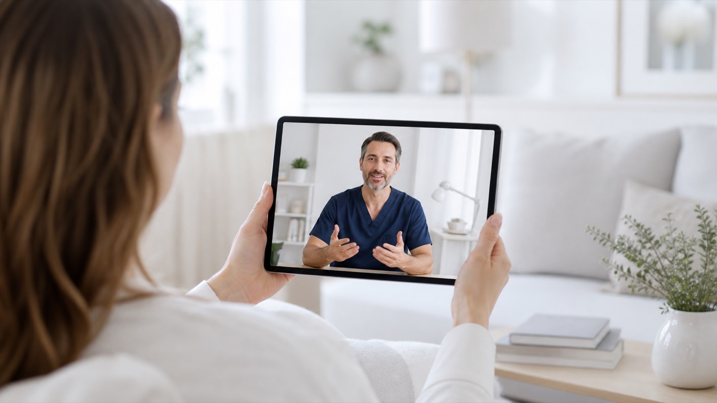 Patient attending an English-speaking online medical review