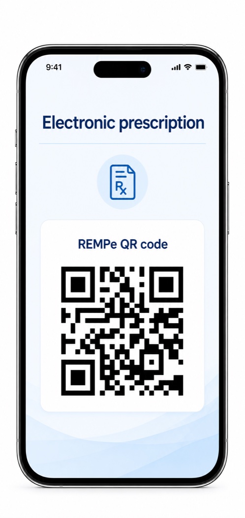 Electronic prescription QR code on a smartphone