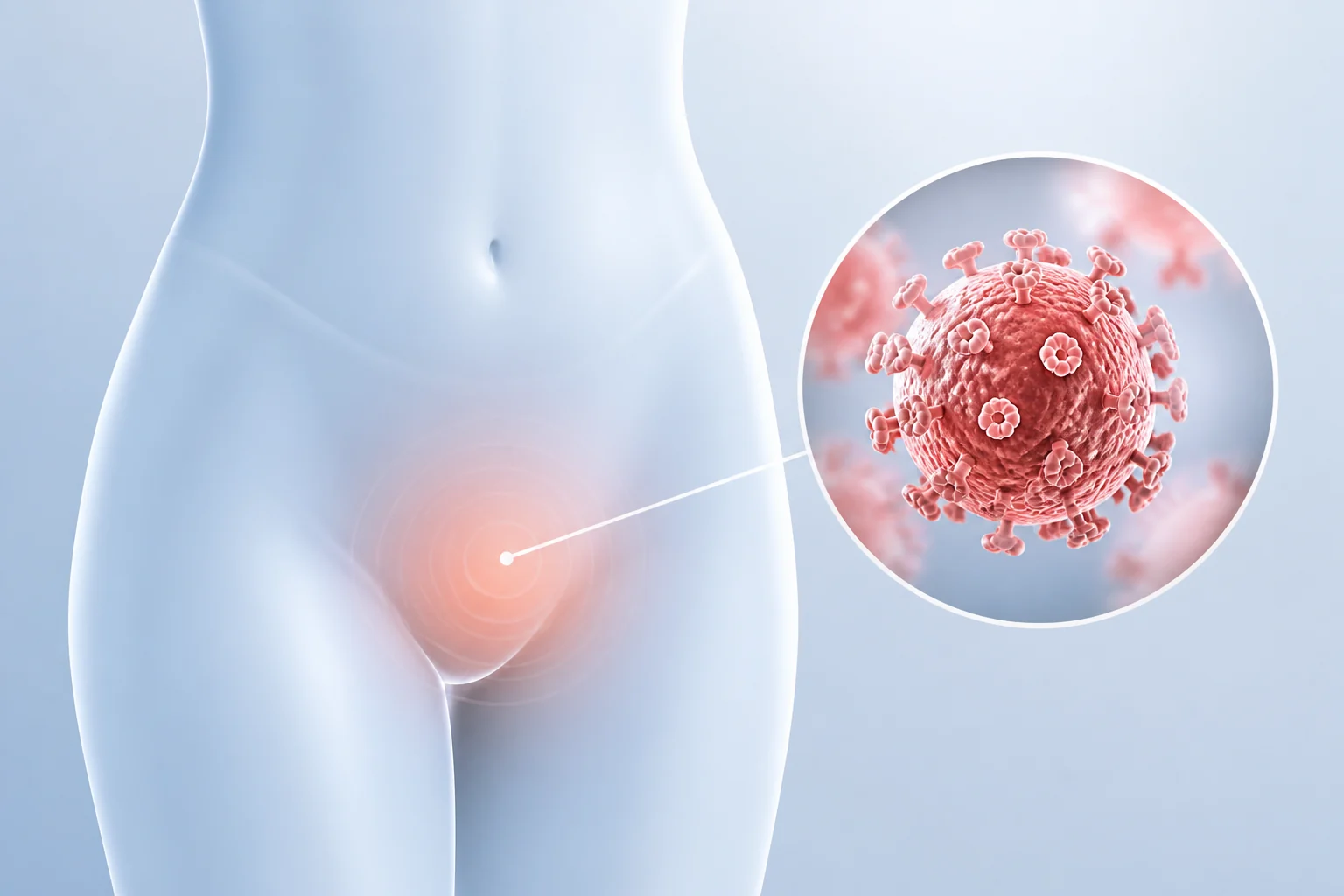 Genital herpes medical illustration