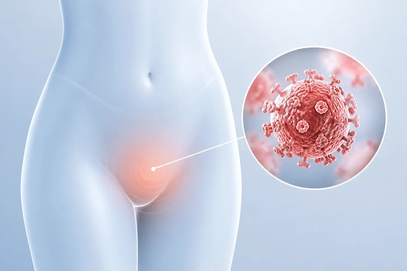 Genital herpes medical illustration